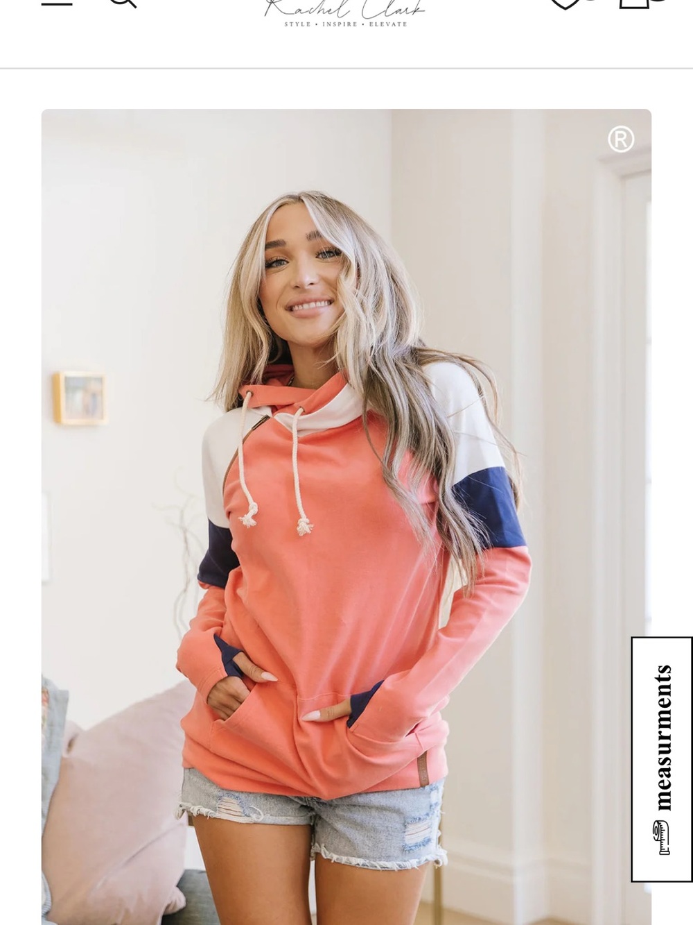 AMPERSAND AVE Coral Colorblock Doublehood Hoodie - NWT